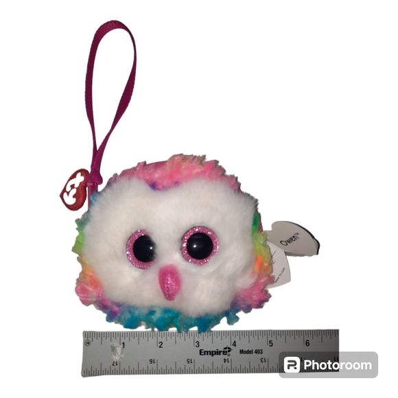 New - Ty 8" AND 5" Owen The Owl Plush Purse Zip Round Purse & Zip Coin Purse - Picture 2 of 13